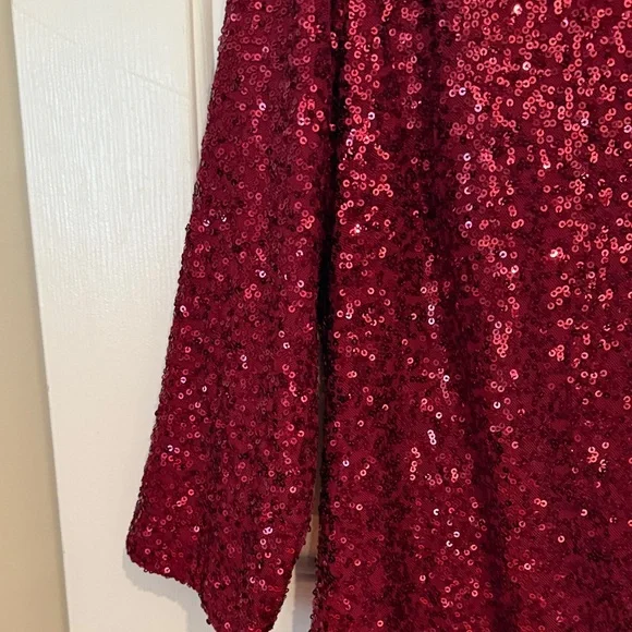 Jessica Howard Sparkling Burgundy Sequin Dress - Picture 3 of 7